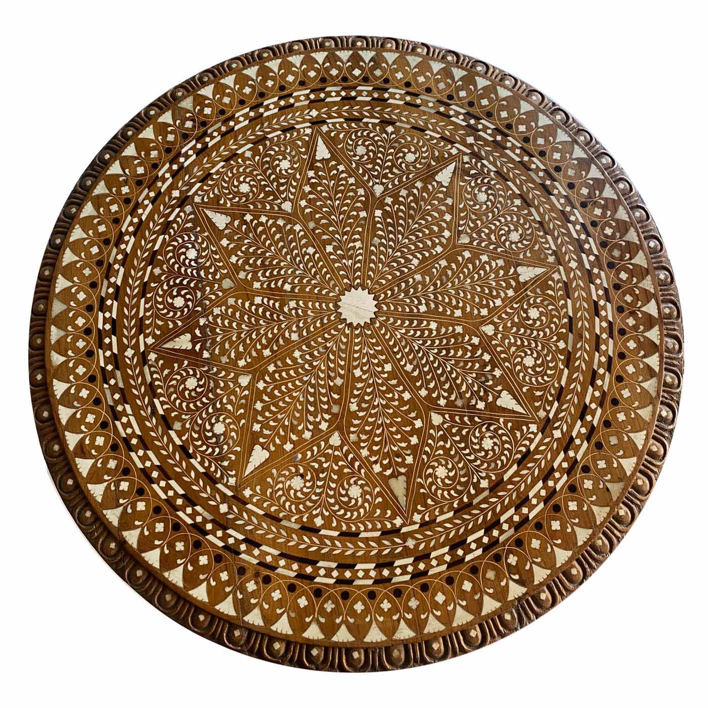 Round Bone Inlay Table, 33"