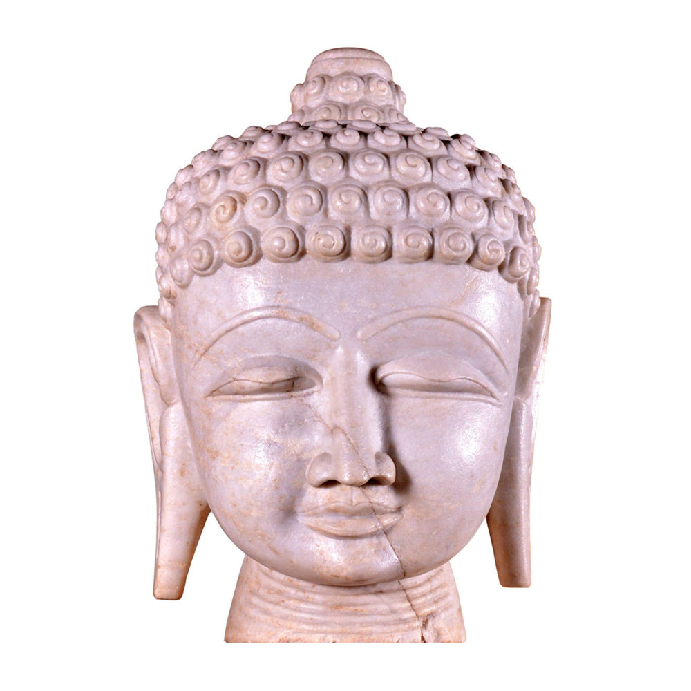 Marble Buddha: Hand Carved White Marble Buddha Head