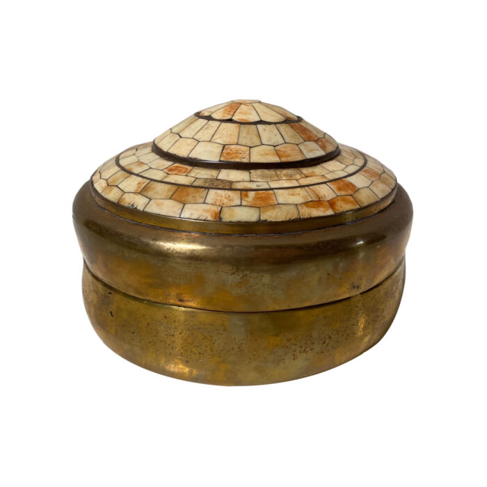 Bone and Brass Box with Domed Lid, Small